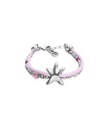 UNOde50 Pink Silk Thread & Metal Starfish Silver-Plated Bracelet - Medium