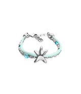 UNOde50 Turquoise Silk Thread & Metal Starfish Silver-Plated Bracelet - Medium