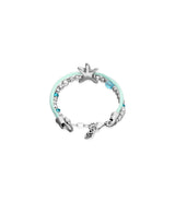 UNOde50 Turquoise Silk Thread & Metal Starfish Silver-Plated Bracelet - Medium