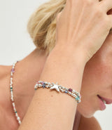 UNOde50 Crystal & Starfish Silver-Plated Elastic Bracelet - Medium