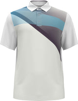 PGA Tour Mens Shadow Asymmetric Print Short Sleeve Golf Polo Shirt