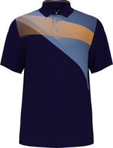 PGA Tour Mens Shadow Asymmetric Print Short Sleeve Golf Polo Shirt