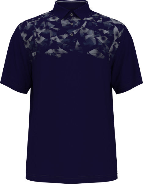 PGA Tour Mens Abstract Ombre Geo Print Short Sleeve Golf Polo Shirt