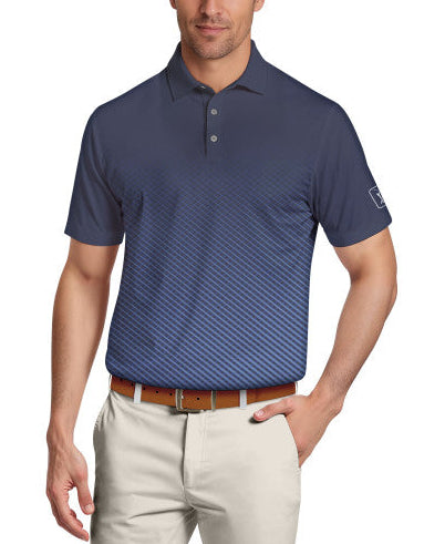 PGA Tour Mens Ombre Plaid Print Short Sleeve Golf Polo Shirt