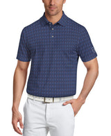 PGA Tour Mens All-Over Motion Geo Print Short Sleeve Golf Polo Shirt