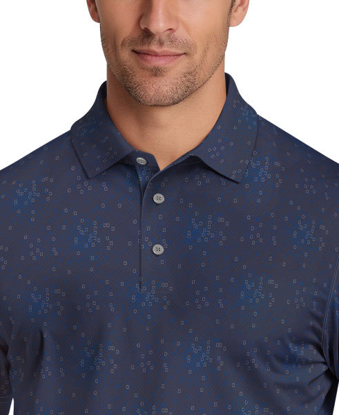 PGA Tour Mens All-Over Tossed Geo Print Short Sleeve Golf Polo Shirt