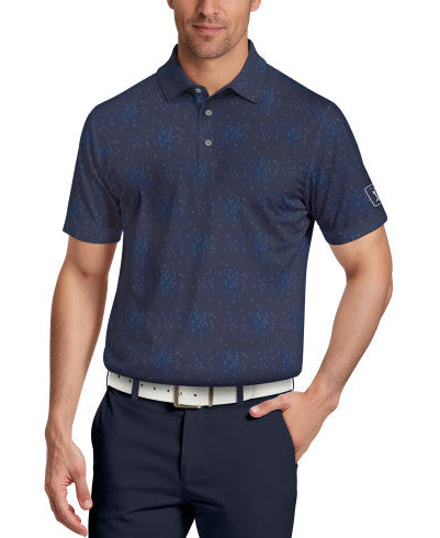 PGA Tour Mens All-Over Tossed Geo Print Short Sleeve Golf Polo Shirt