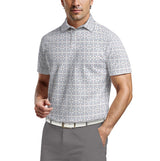 PGA Tour Mens Layered Boat Print Short Sleeve Golf Polo Shirt