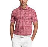 PGA Tour Mens Layered Boat Print Short Sleeve Golf Polo Shirt
