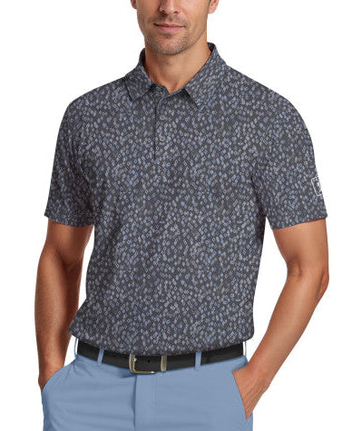 PGA Tour Mens All-Over Golf Confetti Print Short Sleeve Golf Polo Shirt