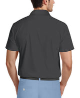 PGA Tour Mens Engineered Chest Stripe Print Short Sleeve Golf Polo Shirt