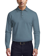 PGA Tour Mens Houndstooth Long Sleeve Golf Polo Shirt