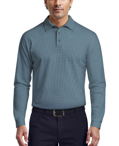 PGA Tour Mens Houndstooth Long Sleeve Golf Polo Shirt
