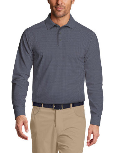 PGA Tour Mens Houndstooth Long Sleeve Golf Polo Shirt