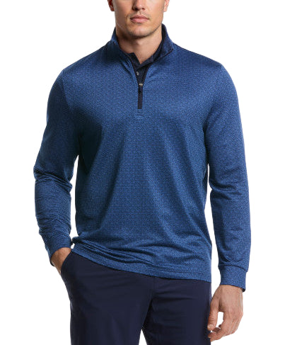 PGA Tour Mens Geo Print Texture 1/4 Zip Long Sleeve Shirt