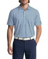 PGA Tour Mens Energized Abstract Floral Print Golf Short Sleeve Polo Shirt