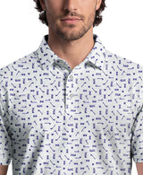 PGA Tour Mens Sketchbook Print Golf Short Sleeve Polo Shirt