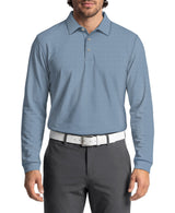 PGA Tour Mens Mini Diamond Jacquard Golf Base Layer Long Sleeve Polo Shirt