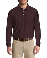 PGA Tour Mens Mini Diamond Jacquard Golf Base Layer Long Sleeve Polo Shirt