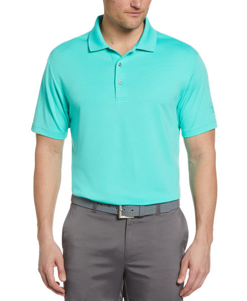 PGA Tour Mens Airflux Solid Mesh Golf Short Sleeve Polo Shirt