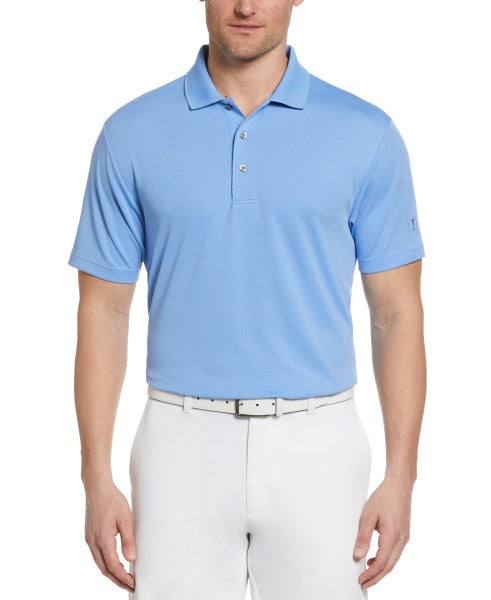 PGA Tour Mens Airflux Solid Mesh Golf Short Sleeve Polo Shirt