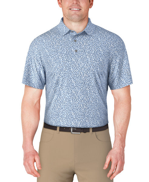 PGA Tour Mens Abstract Golf Flag Print Golf Short Sleeve Polo Shirt