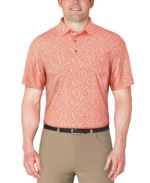 PGA Tour Mens Abstract Golf Flag Print Golf Short Sleeve Polo Shirt