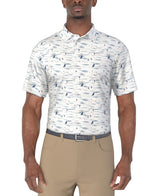 PGA Tour Mens Nautical Print Golf Short Sleeve Polo Shirt