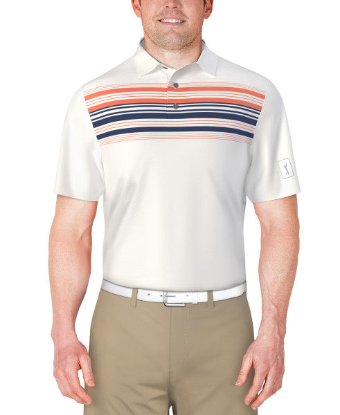 PGA Tour Mens Chest Stripe Golf Polo Short Sleeve Shirt
