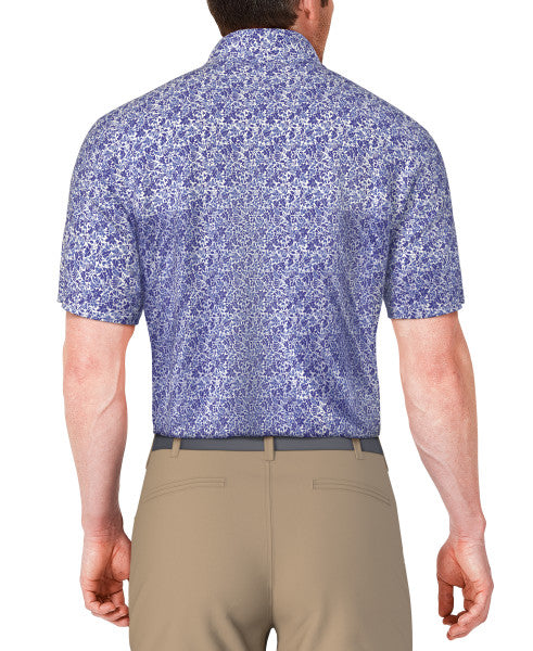 PGA Tour Mens Botanical Print Golf Polo Short Sleeve Shirt