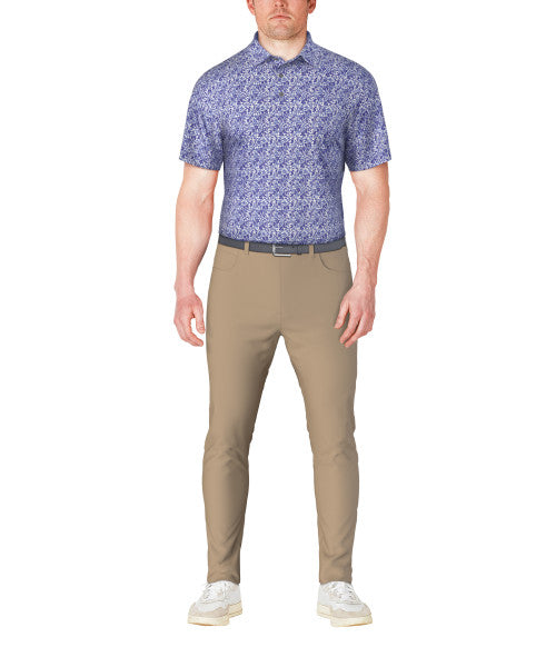 PGA Tour Mens Botanical Print Golf Polo Short Sleeve Shirt