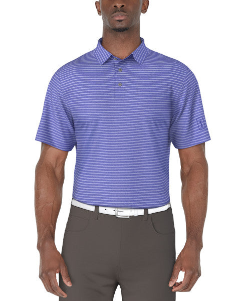 PGA Tour Mens Heather Feeder Stripe Golf Short Sleeve Polo Shirt