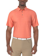 PGA Tour Mens Heather Feeder Stripe Golf Short Sleeve Polo Shirt