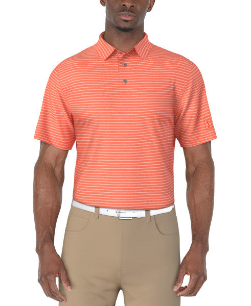 PGA Tour Mens Heather Feeder Stripe Golf Short Sleeve Polo Shirt