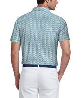PGA Tour Mens All Over Energized Geo Print Golf Short Sleeve Polo Shirt