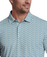 PGA Tour Mens All Over Energized Geo Print Golf Short Sleeve Polo Shirt