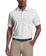 PGA Tour Mens Technical Novelty Print Golf Short Sleeve Polo Shirt