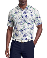 PGA Tour Mens All Over Tie Dye Floral Print Golf Short Sleeve Polo Shirt