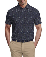 PGA Tour Mens Abstract Confetti Print Golf Short Sleeve Polo Shirt