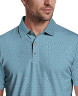 PGA Tour Mens Essential Geo Print Golf Short Sleeve Polo Shirt