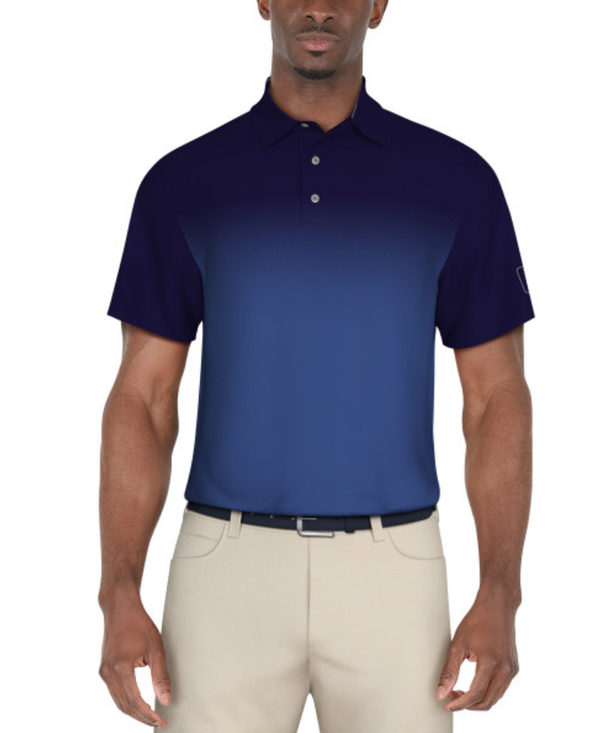 PGA Tour Mens Ombre Print Golf Short Sleeve Polo Shirt