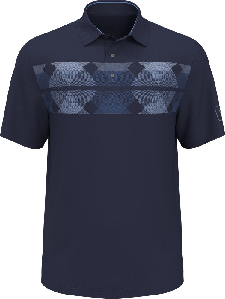 PGA Tour Mens Pro Series Argyle Print Short Sleeve Polo Shirt