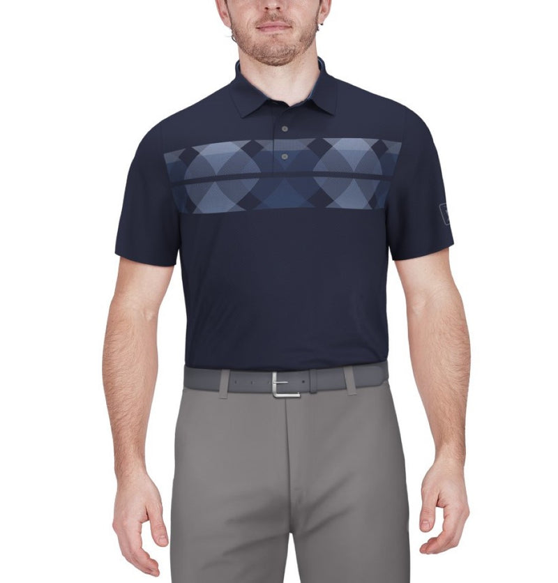 PGA Tour Mens Pro Series Argyle Print Short Sleeve Polo Shirt