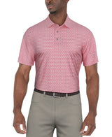 PGA Tour Mens Flamingo Geo Printed Golf Short Sleeve Polo Shirt