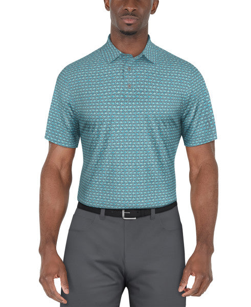 PGA Tour Mens Flamingo Geo Printed Golf Short Sleeve Polo Shirt