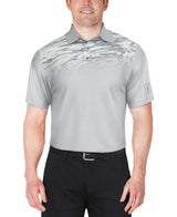 PGA Tour Mens Marble Ombre Print Golf Short Sleeve Polo Shirt