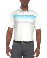 PGA Tour Mens Gradient Stripe Printed Short Sleeve Polo Shirt