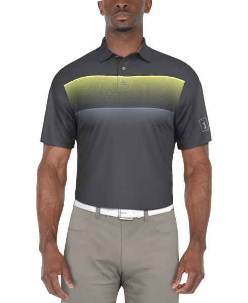 PGA Tour Mens Gradient Stripe Printed Short Sleeve Polo Shirt