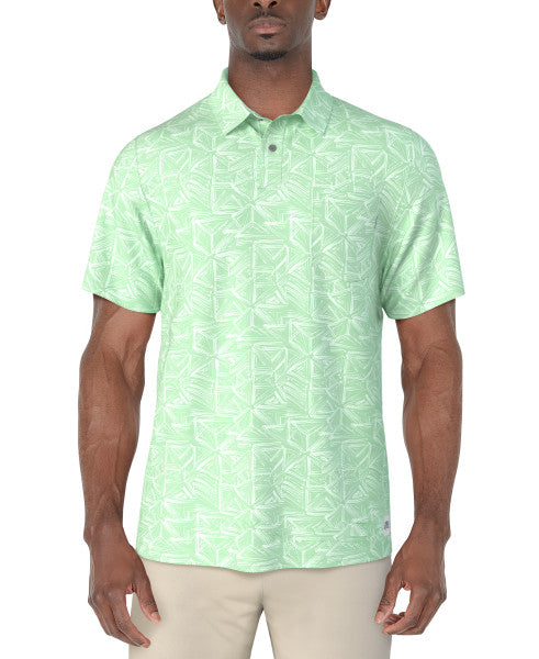 PGA Tour Mens Brush Stroke Geo Print Golf Short Sleeve Polo Shirt