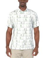 PGA Tour Mens Surfboard Print Golf Short Sleeve Polo Shirt